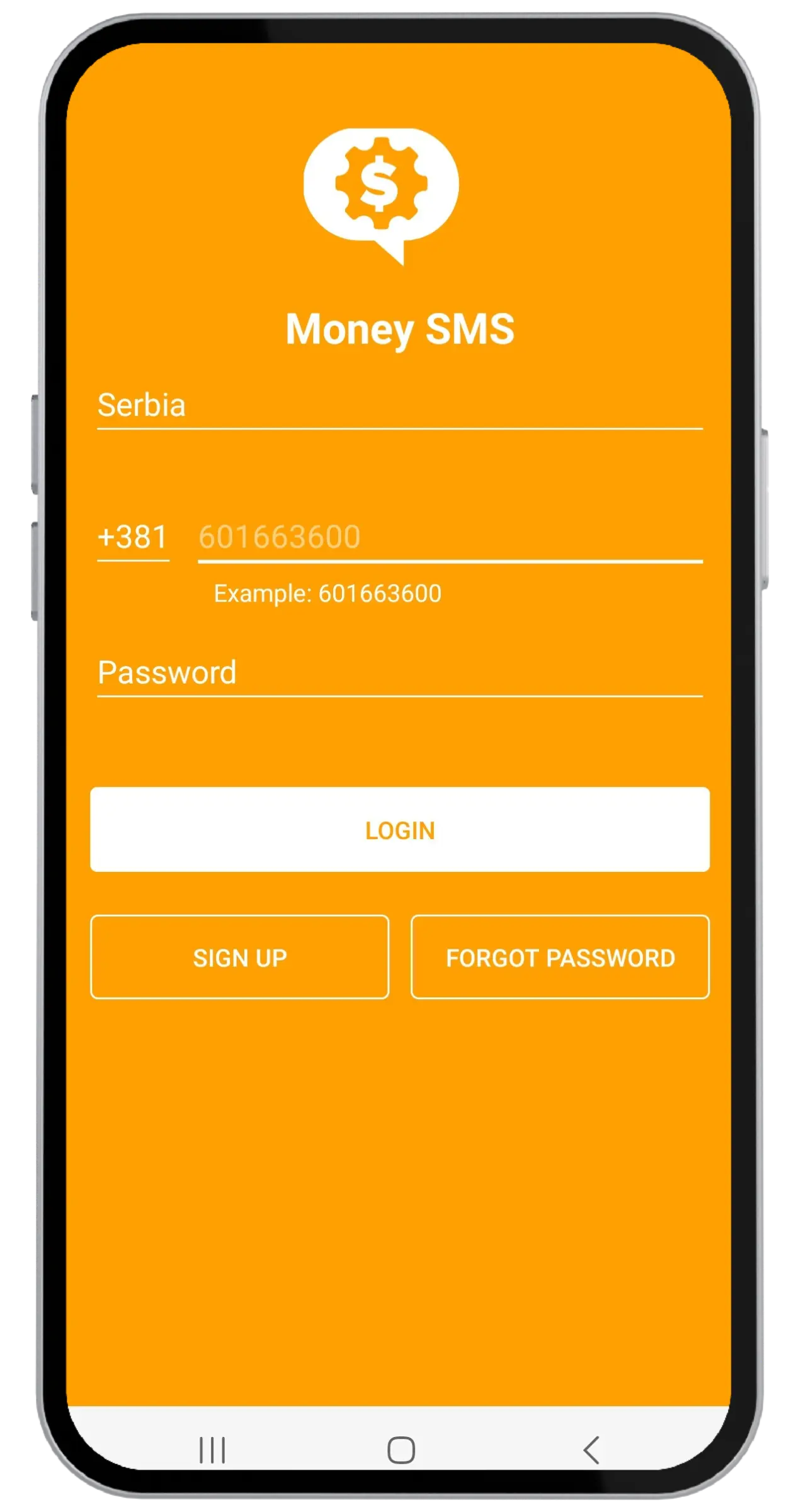 App registration screen